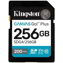 Kingston SDG4/256GB Tarjeta de Memoria SD CANVAS Go! Plus 256GB Clase 10 UHS-I U3 V30 200MB/s 4K UHD para DSLR y Cámaras